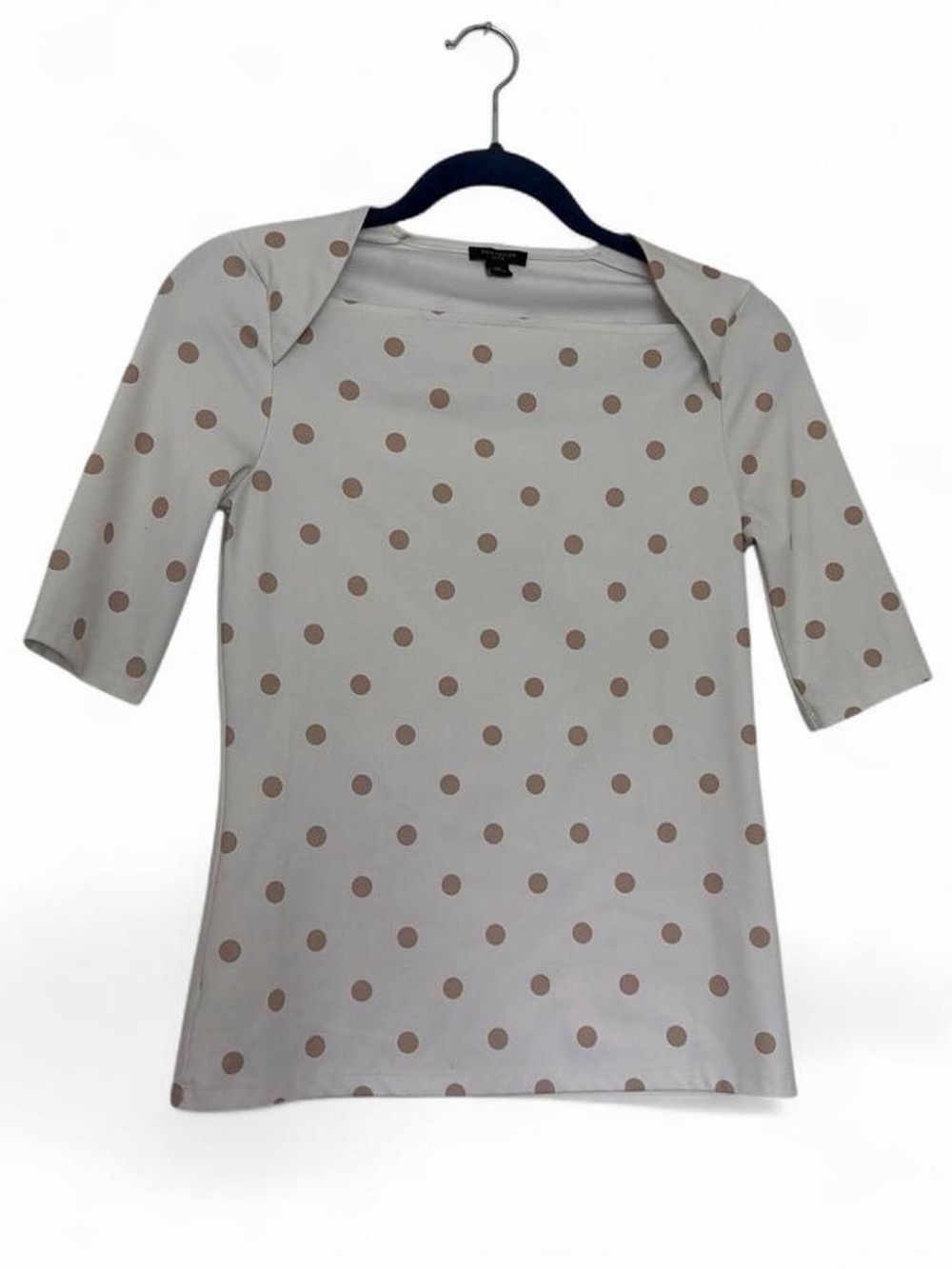 Ann Taylor Cream Polka Dot Stretch Top